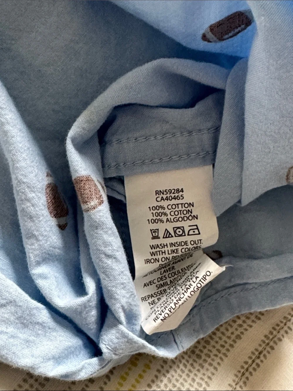 The Children's Place Light Blue Button-Down Shirt with Football Print